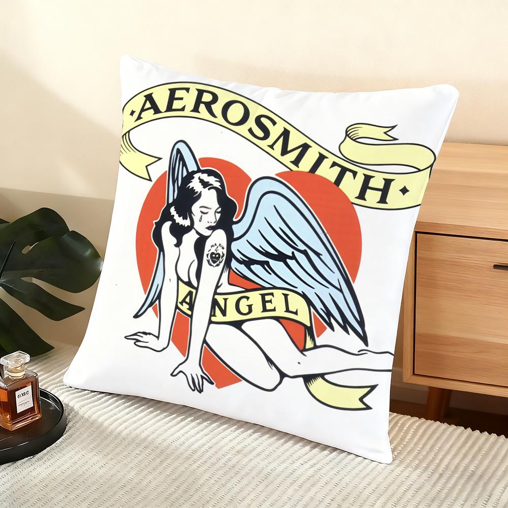 Band A-Aerosmith Cushion Cover Soft Short Plush Pillow Cover Smooth Cozy Texture Aesthetic Cushion Case Home Decor