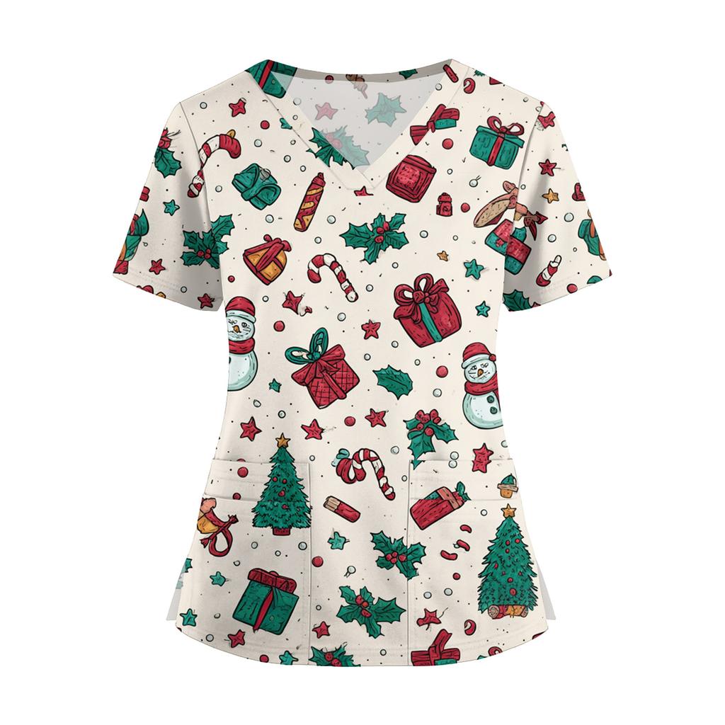 Mote V-hals Kortermet Jumpsuit for kvinner med Lommer Trykte Topper Klær