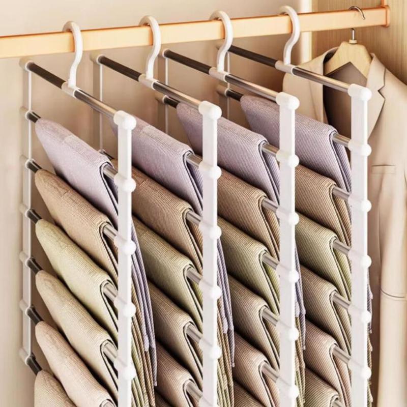 7-Tier/5-Tier Pants Storage Rack Trouser Hanger For Home Clothing Organization Non-Slip Wardrobe Storage Clothes Rack Tidy