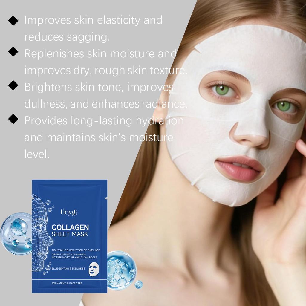 HOYGI Collagen Moisturizing Facial Mask for Daily Skin Hydration and Elasticity