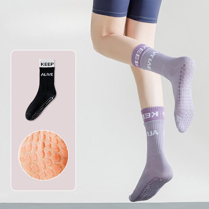 Female Summer Cotton Fitness Dance Pilates Yoga Non Slip Exercise Tube Floor Socks