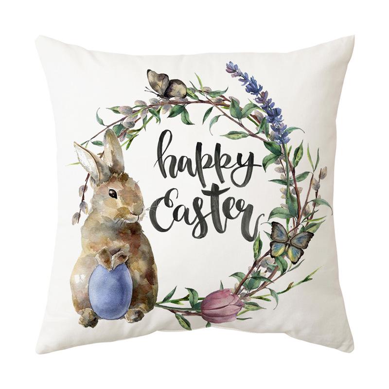 Easter Bunny Cartoon Cushion - Hand-painted Creative Sofa Back Pillow