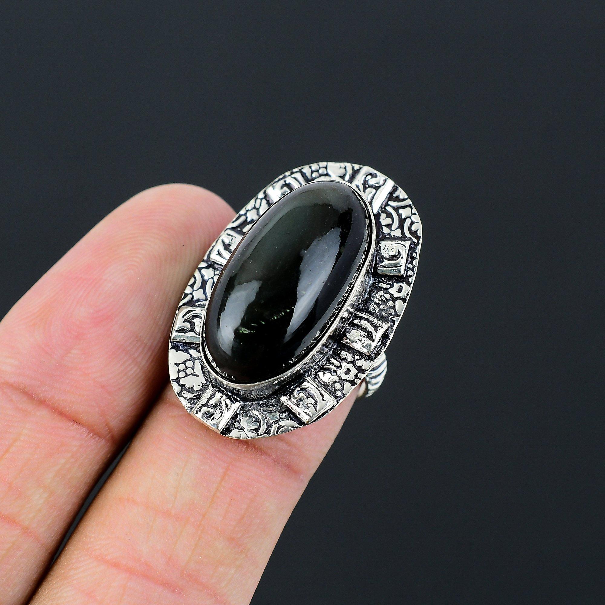 Oval Natural Nepharite 925 Sterling Silver Solitaire Promise Ring Jewelry US 6.5 6.5