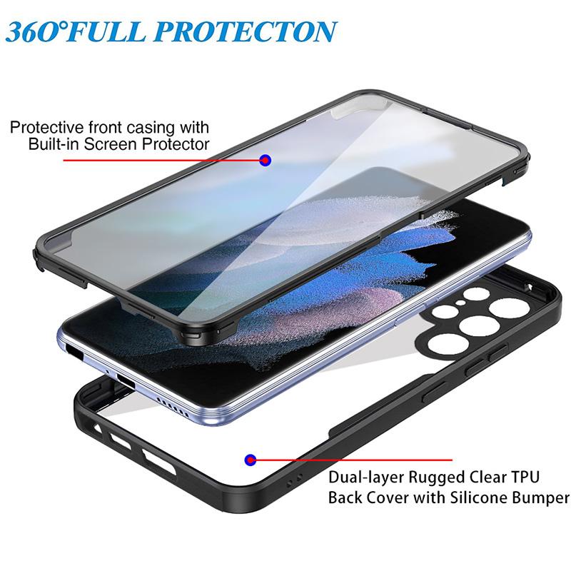 360 Full Protection Clear Case For Samsung Galaxy S22 Ultra S21 A53 A33 A73 A22 A32 A12 A51 Redmi Note 11 10C iPhone 13 12 Pro Max Double-Sided Cover