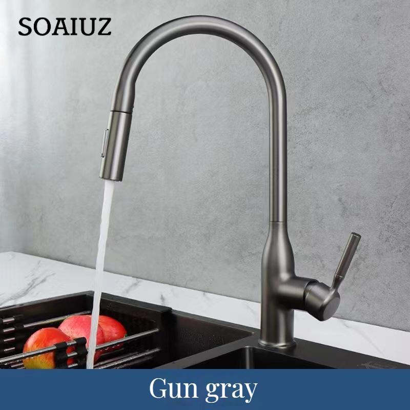Pull Out Spout Kitchen Faucet Rotatable Spring Faucets Brass Mixer Tap Hot Cold Water Taps with Pull Down Sprayer Chrome