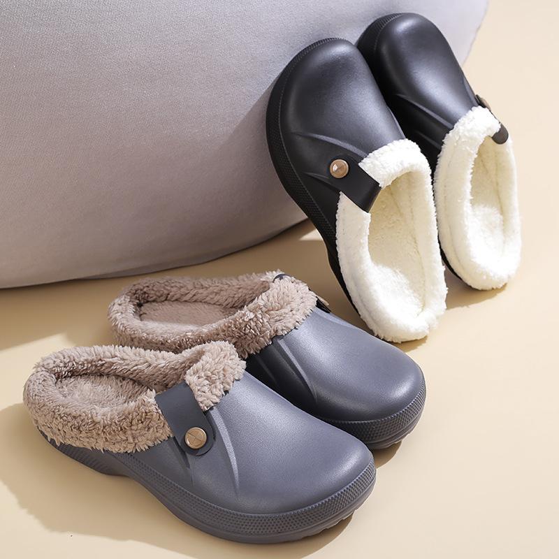 Mulheres Homens Sapatos de Jardim Exterior Homens Chinelos Antiderrapantes Quentes Mulheres Chinelos Impermeáveis Interior Chinelos Fofos e Felpudos