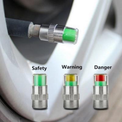 4Pcs1Set Car Tire Valve Cap Tire Pressure Table Tire Gauge Tire Pressure Monitoring Warning Cap