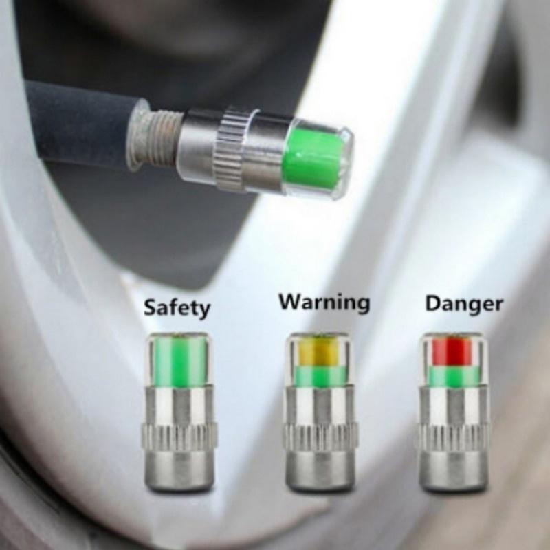 4 stuks 1 set Auto Bandenventieldop Bandenspanningsmeter Bandenspanningsmeter Bandenspanningsbewaking Waarschuwingsdop