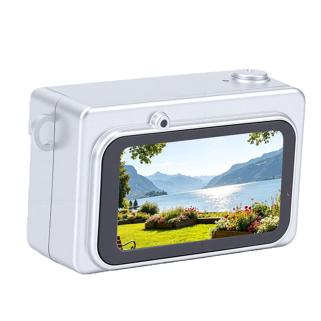Keychain Camera 1080P HD Tiny Retro Digital Camera with LED Light Filters for Teenagers Adults Photography Travel White
