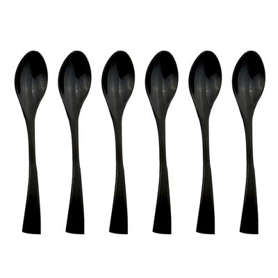 6 Pcs Tea Scoop Set Black Shiny Stainless Steel Sweet Western Style Small Teaspoon Coffee Scoop Mini Scoop Cutlery Set