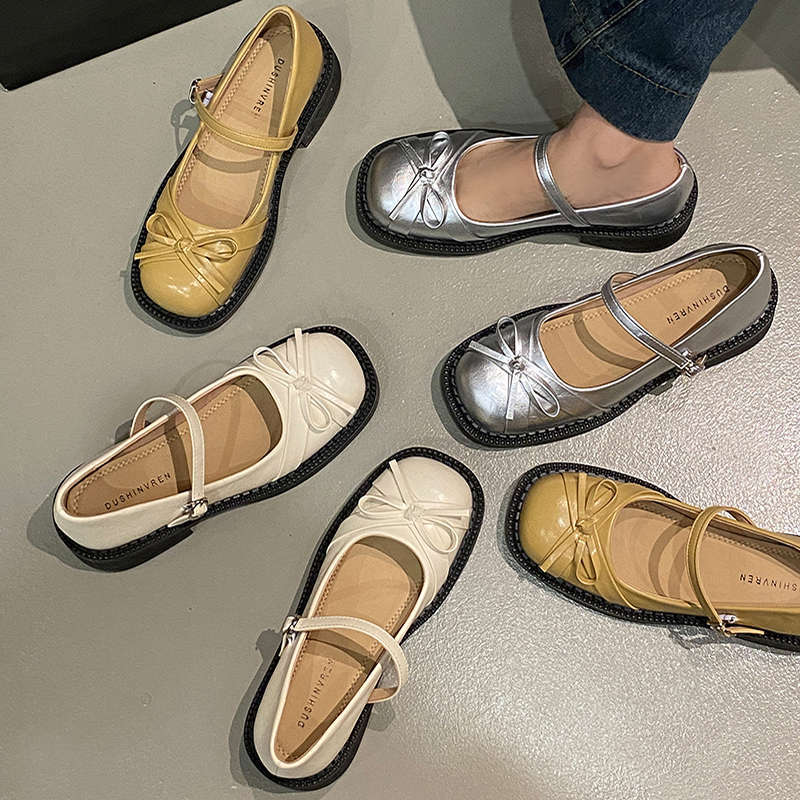 Fairy style French retro bow Mary Jane shoes women's spring new small fragrant style gentle temperament high heels