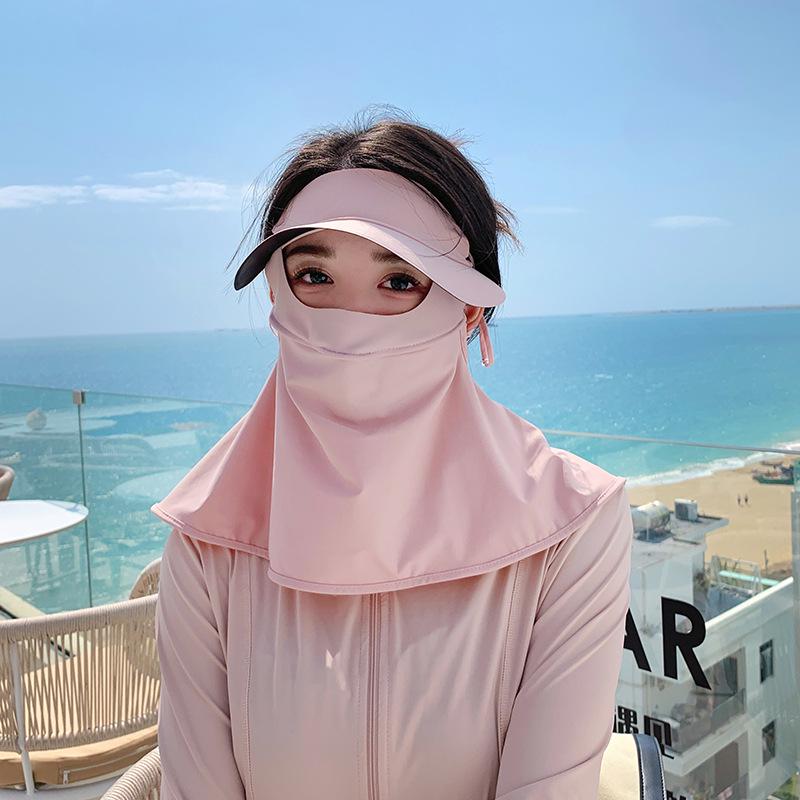 

Женская маска-балаклава для защиты лица от солнца с защитой шеи - Устойчивый к УФ-излучению фейскини, шляпа из ледяного шелка UPF50+ Ice Silk Nylon
