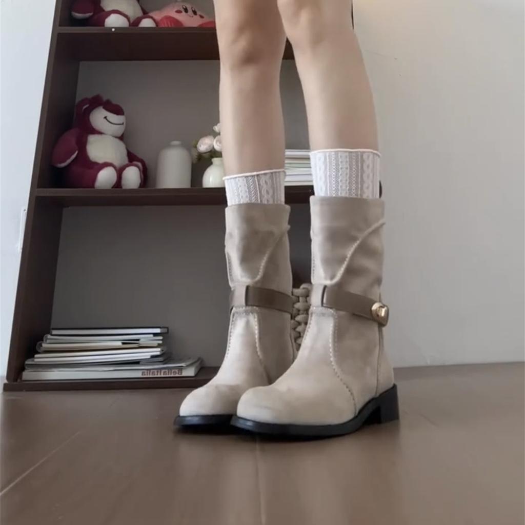 Yueyu retro premium small short boots for women 2025 autumn and winter new British style versatile thick-soled Martin boots western boots for women