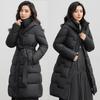 Over-knee Cotton Clothes Women's Medium and Long Winter New Fashion Waist Strap-up Thin Warm Jacket Temperament Solid Color Cold-proof Clothes