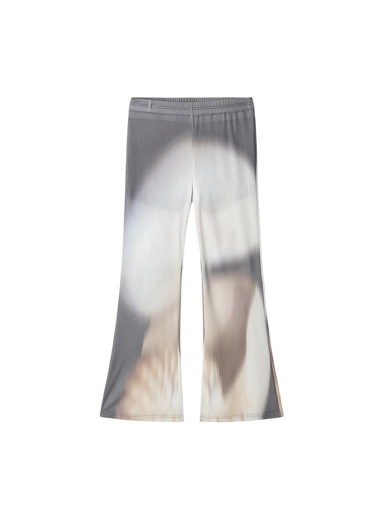 Gijun Sheer Print Flared Pants Charcoal