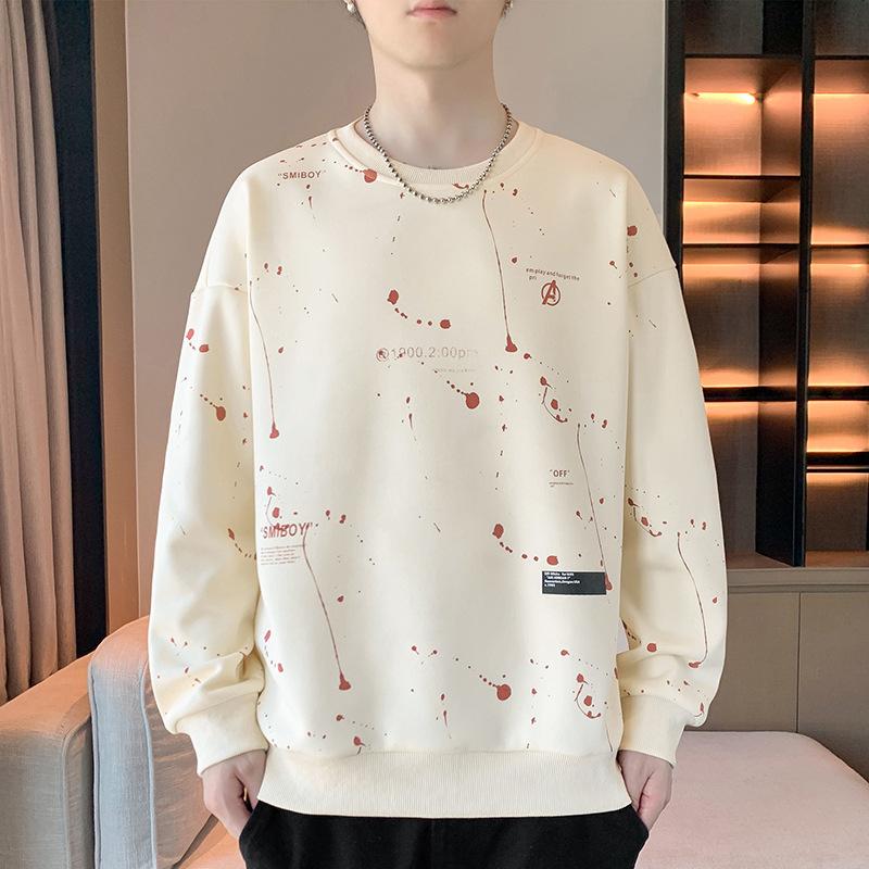 Round Neck Sweatshirt Autumn Men's Bottoming Top New Fashion Loose Long-sleeved T-shirt Outer Wear Autumn New Style