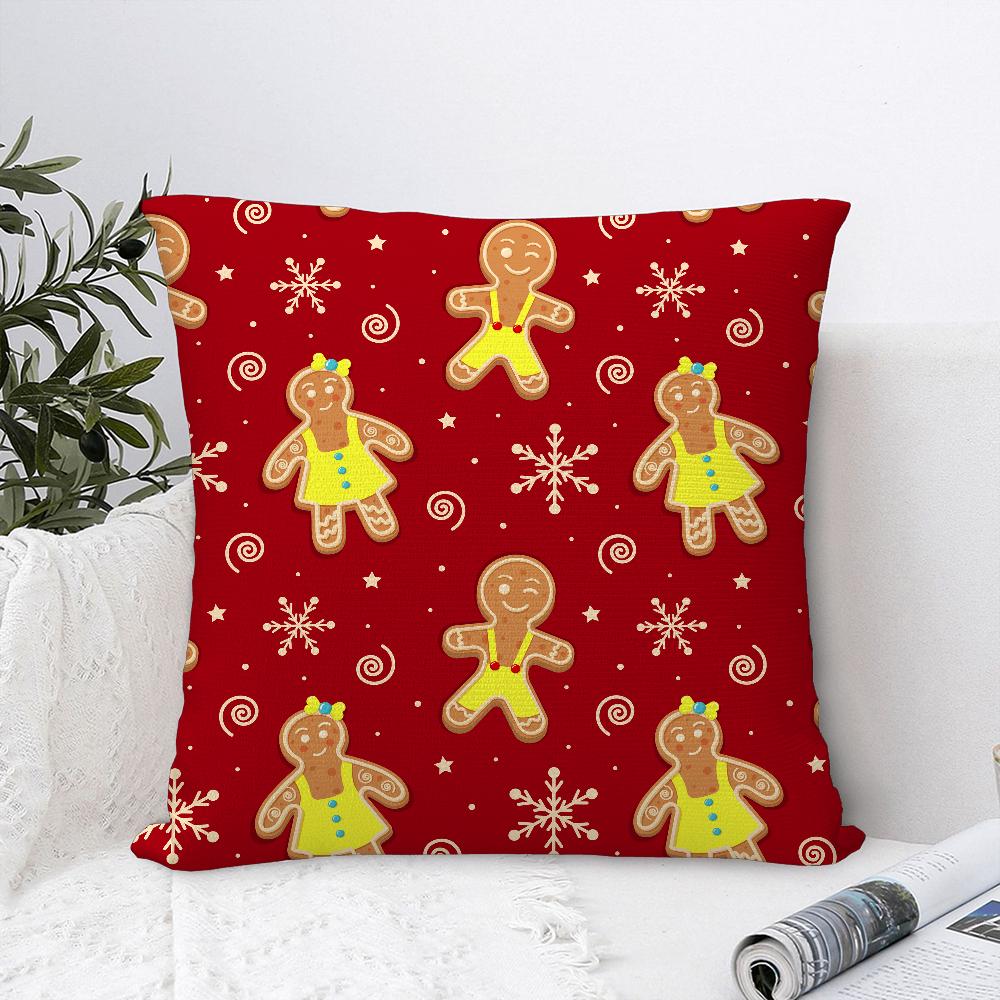 

Gingerbread Man Christmas Pillow Case Sofa Decorative Home Double-sided Printing Short Plush Cushion Cover Throw Pillow Cover 16x16Inch