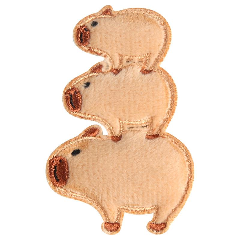 Kapibara Self-Adhesive Patch Sticker Plush Clothes Hole Repair Cloth Sticker Down Jacket Seamless Embroidery Hand Account Decoration