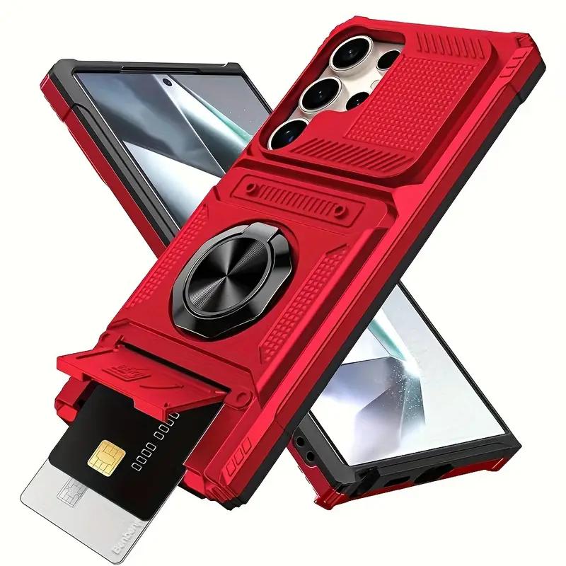 

Heavy Duty Case For Samsung Galaxy S25 S24 S23 Ultra A16 A15 A14 A25 A35 A55 A56 5G Magnetic Rotated Ring Hidden Card Slots Cove Galaxy S25