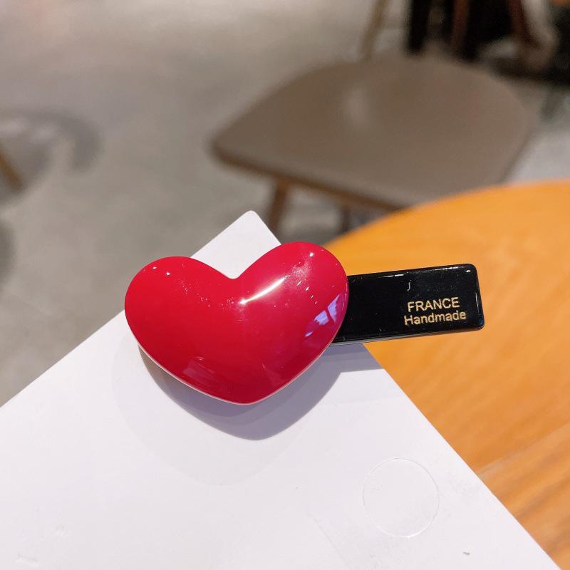 Elegant Acetate Heart Bangs Hairpin for Women – Stylish Duckbill Flyaway Forehead Clip