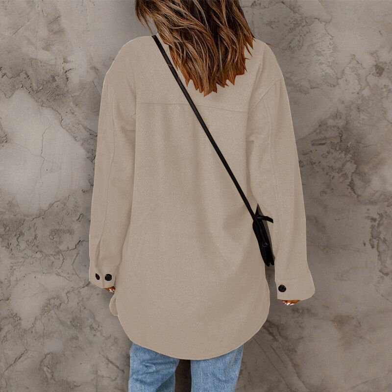 Corduroy Jacket Women Winter Solid Color Single-breasted Casual Lapel Tweed Jacket