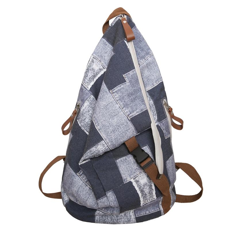 Denim Color Block Dámský batoh Pánské kostkované batohy Velkokapacitní taška přes rameno Studentská školní taška