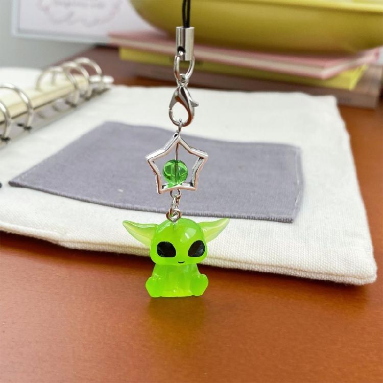 Miniature Alien Figure Keychain Glowing Resin Novelty Ornament for Bags And Keys Stylish Phone Accessory