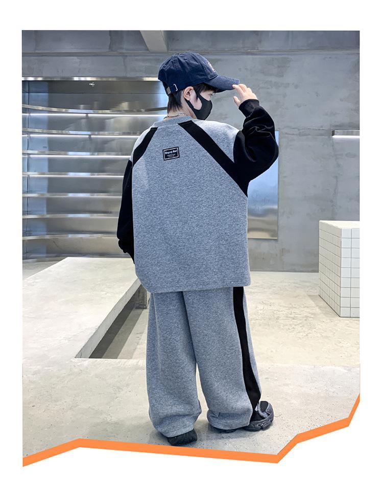 Boys' Spring Sportswear Hoodie Set: Trendy Long Sleeve Two-Piece for Kids 2026