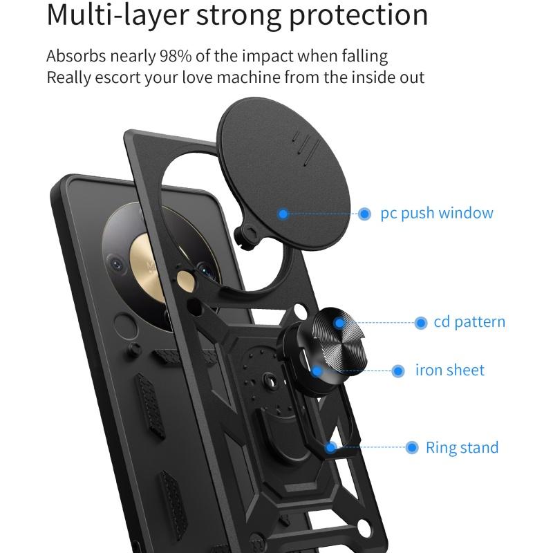 Para Honor X9d 5G Tapa Protectora de Cámara con Lente Deslizante Funda Para Honor X70 HonorX9d X 9d X9 d 2025 Estuche Soporte de Anillo Magnético Cubierta Blindada