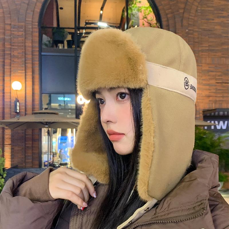 Winter Warm Hat Women's Velvet Thickened Face Small Pullover Hat Outdoor Cycling Skiing Windproof and Cold Proof