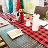 Double-Sided Chequered Linen Table Runner for Christmas Dinner Decorations