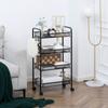 Rolling Cart with 4 Hanging Baskets, Serving Cart On Casters, Mobile, Removable Hooks, Steel, 45 X 26.5 X 84 Cm, Black
