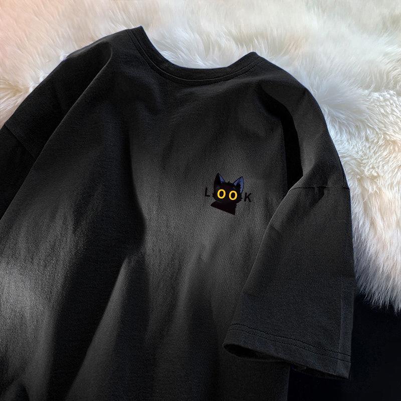 Cotton Short Sleeve T-shirt Women Loose Fashion Medium Sleeve Tops Summer Vintage T-Shirt