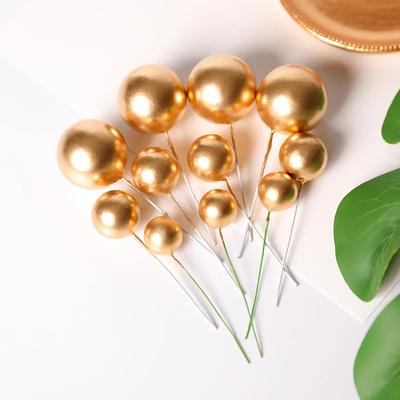 20pcs Metal Ball Cake Topper Creative DIY Cake Decor For Wedding Birthday Party Decorations Gold Silver Blue Pink Cupcake Topper