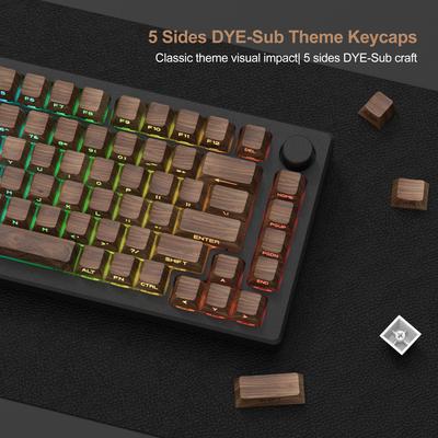 Walnut Grain Highly Side-engraved Translucent PBT Creative Personalized 5-sided Heat-sublimation Customized Keycaps