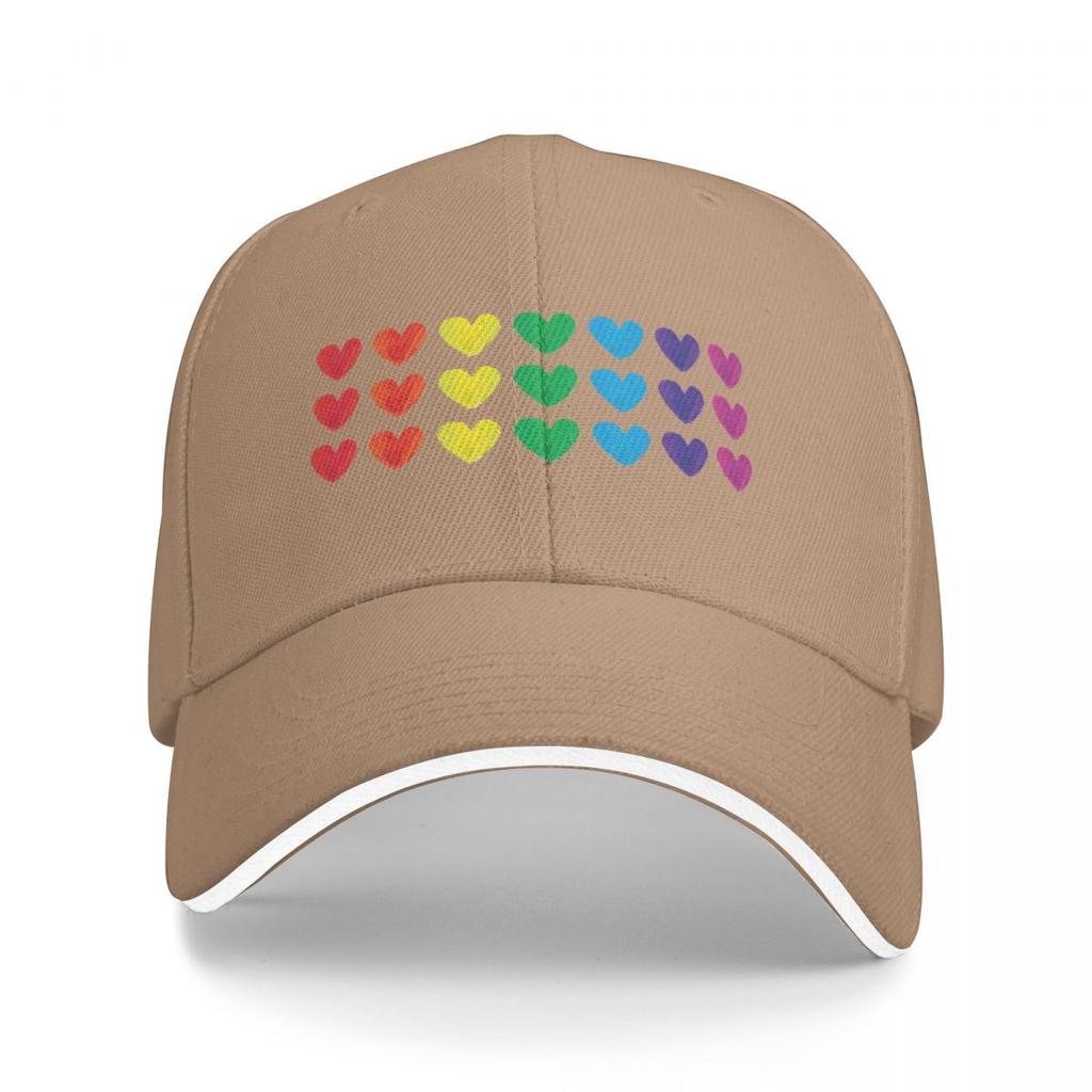 Rainbow Hearts Horizontal Stripes Baseball Cap Luxury Cap Hat Unisex Luxury Military Cap Unisex Vintage Unisexs Hats Womens