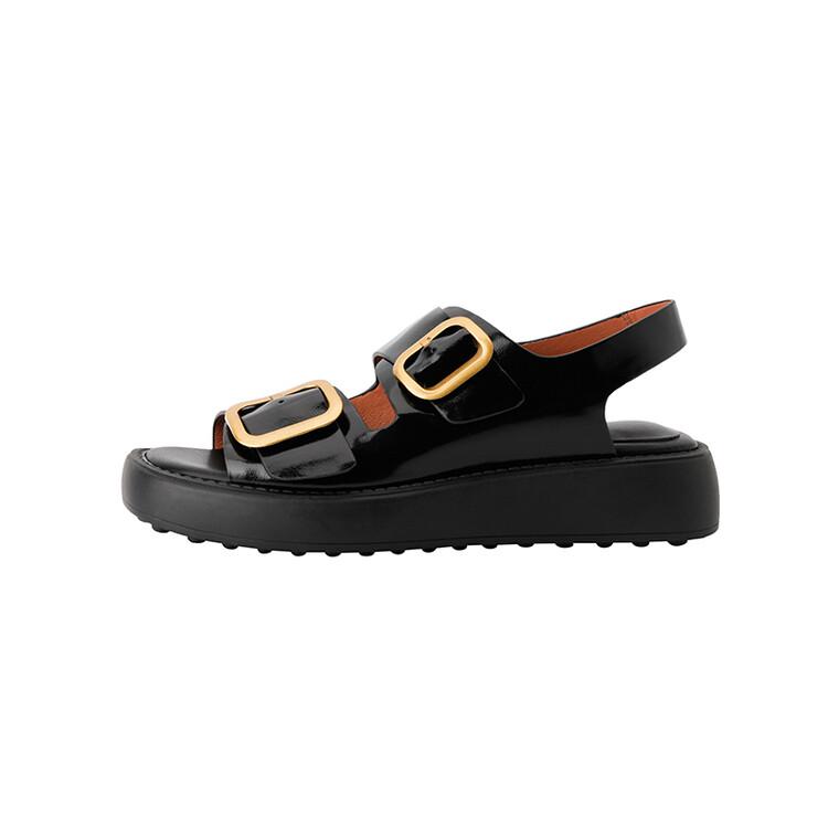 Fashion 2024 Summer Women Shoes Fashion Round Toe Thick Heel Women Sandals Split Leather Solid Sandals Platform Casual Roman Shoes Women