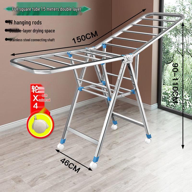 Foldable Stainless Steel Clothes Rack for Indoor/Outdoor Use