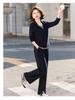Elegant Spring Suit: Hoodie and Wide-Leg Trousers Set for Petite and Middle-Aged Women