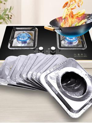10 Stück Aluminiumfolie Runde Herdplattenabdeckungen Wiederverwendbar Hitzebeständig Herdabdeckung für saubere hygienische Küche