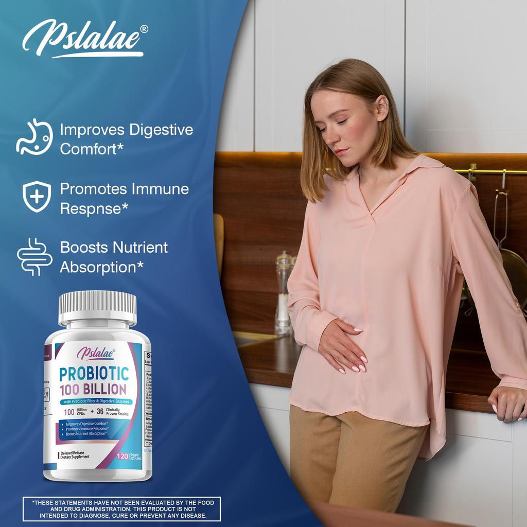 Probiotic 100 Billion - Gut Health, Relieve Gas and Bloating - with Prebiotic