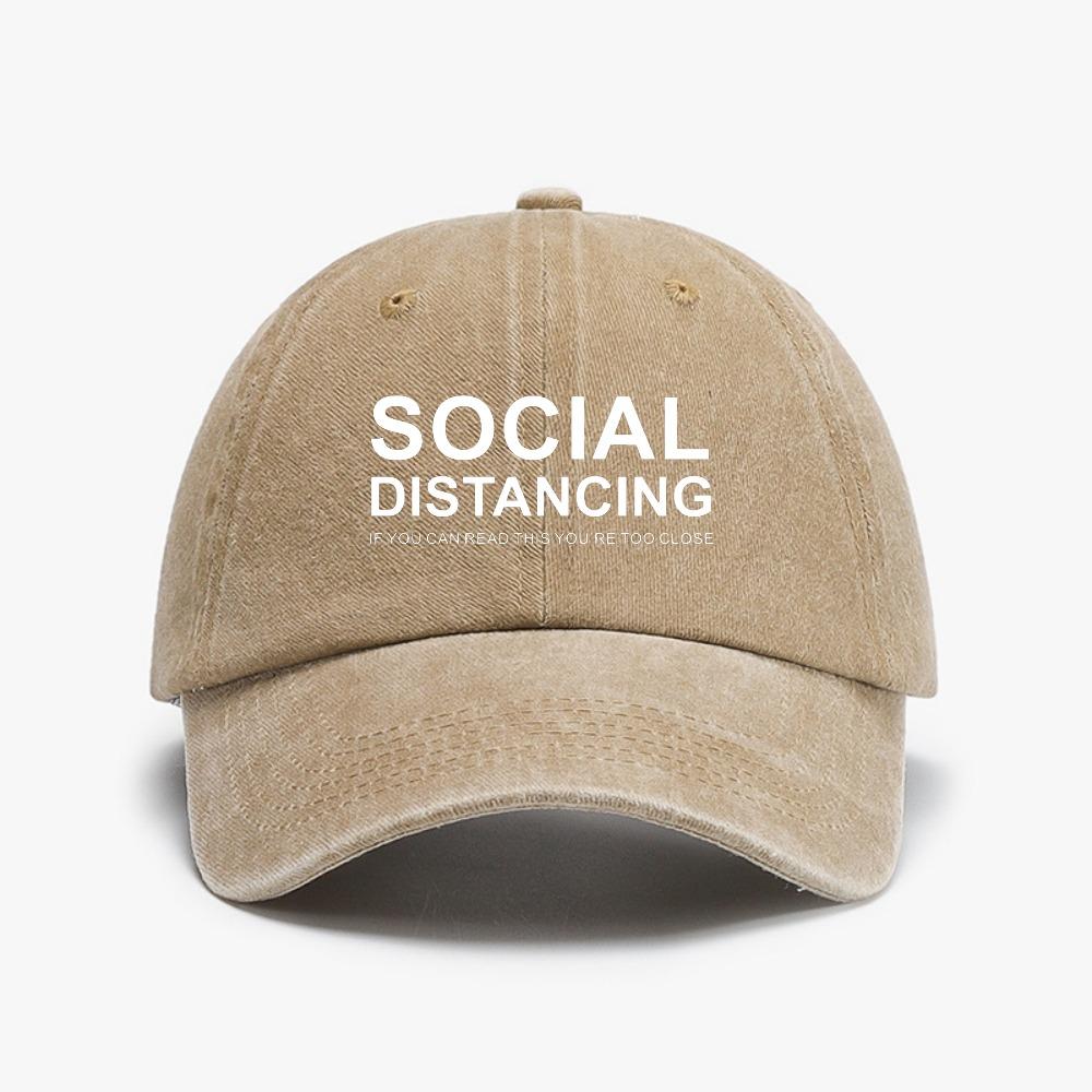 SOCIAL DISTANCING IF YOU CAN READ THIS YOURE TOO CLOSE Letter Baseball Cap Fashion Casual Adjustable Distressed Denim Hats