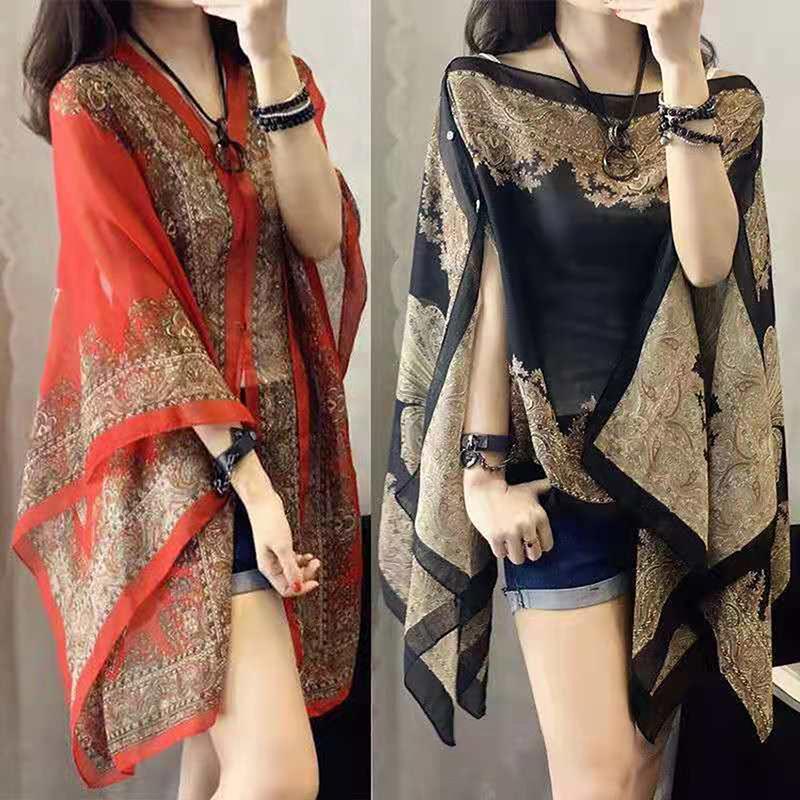 Woman Scarf Shawl Beach Cover-Ups Blouses Sun Protection Cardigan Summer Beach Holiday Cardigan Women Long Blouses Tops