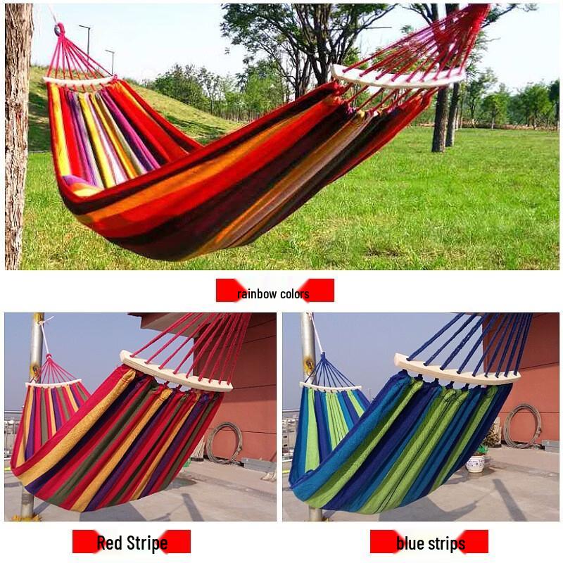 OLOEY Outdoor Canvas Hammock with Spreader Bar