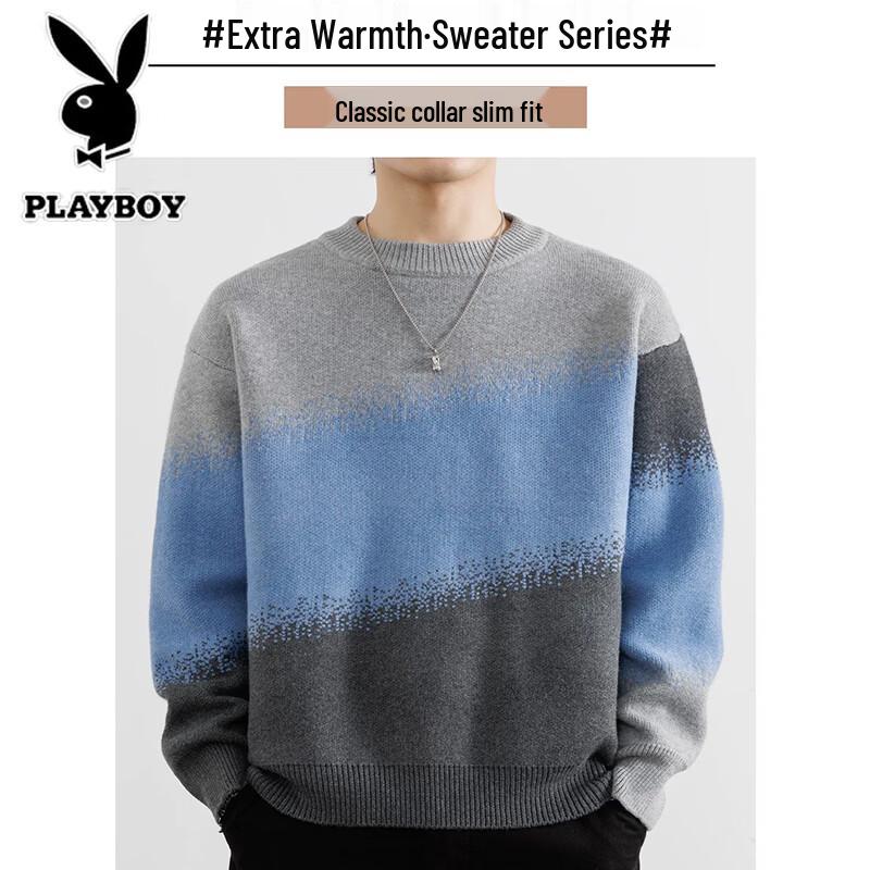 PLAYBOY Men's Casual Gradient Crewneck Sweatshirt