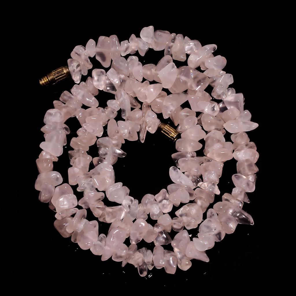 Natural Rose Quartz Gemstone Uncut Smooth Beads Necklace 6-10 mm 17" UB-8426 UB-8426