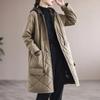 Diamond-shaped Plaid Cotton Hooded Coat Loose Casual Mid-length Cotton Jacket Warm and Windproof All-match Women's Cotton Jacket