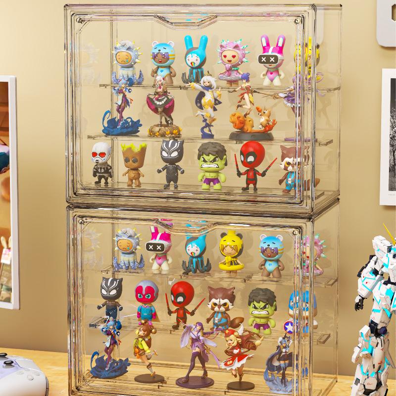 Pop Mart Transparent Acrylic Display Stand: Dustproof Magnetic Storage Box for Figures