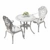 White Wrought Iron Cast Aluminum Outdoor Patio Table and Chairs Set - Waterproof Villa Courtyard Garden Balcony Furniture