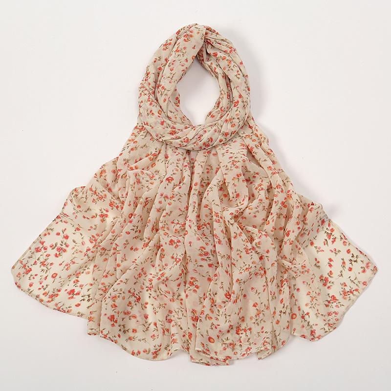 180*70cm Unique Women's Floral Scarves Lightweight Sheer Silky Feeling shawl Chiffon Flowers Printed Scarf